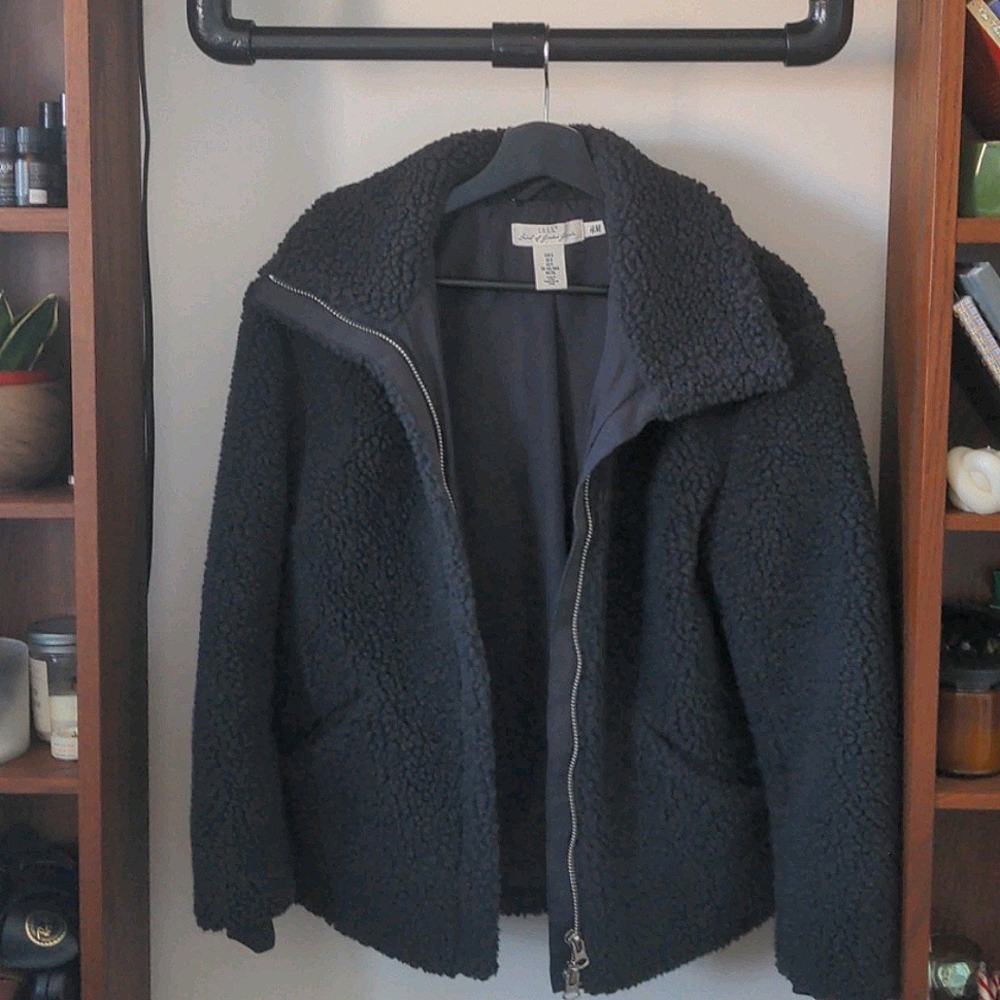 Faux sherpa jacket with pockets